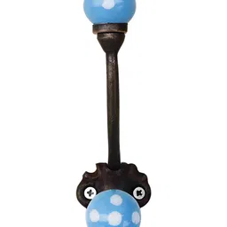 IndianShelf Black & Blue Dot Printed Ceramic Wall Hooks-image-72