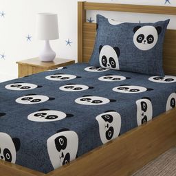 Myntra Elegant Homes Unisex Cartoon Characters 300 TC Single Bedsheet With 1 Pillow Covers-image-6