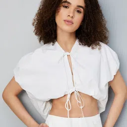 max Tie-Up Neck Flutter Sleeve Cotton Top-15