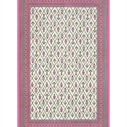 Desi Mantra White & Pink Floral 120 TC Queen Bedsheet with 2 Pillow Covers-image-95