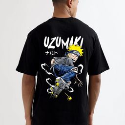 CODE OF HONOUR Uzumaki Printed Round Neck Drop-Shoulder Sleeves Cotton Oversized T-shirt-image-83