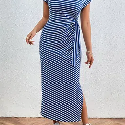 StyleCast x Revolte Striped A-Line Midi Dress-image-50