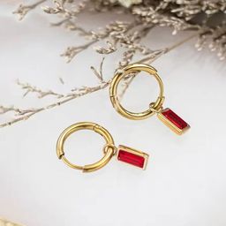 EL REGALO Artificial Stones Studded Circular Shaped Hoop Earrings-picture-35