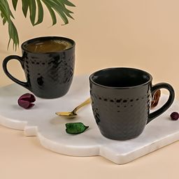 Storepedia Black Textured Ceramic Glossy Cups Set of Cups and Mugs-37