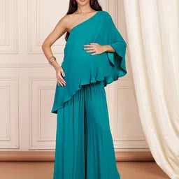 Shades of Sabi One Shoulder Neck Maternity Bump Friendly Top With Palazzo Co-Ords-picture-32