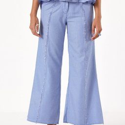 Muvazo Women Checked Relaxed Fit Cotton Bootcut Trousers-image-45