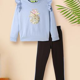 Tiara Girls Embellished Pure Cotton Sweatshirt With Legging-image-120