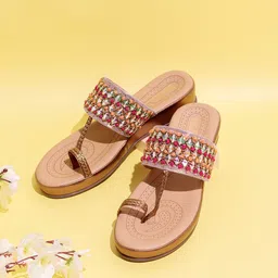 Inc 5 Women Embellished Ethnic T-Strap Flats with Bows-image-36