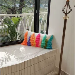 THROWPILLOW White & Multicoloured Embellished Rectangle Cushion Covers-image-46