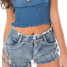 LULU & SKY Women Washed Slim Fit Denim Shorts Technology-picture-26
