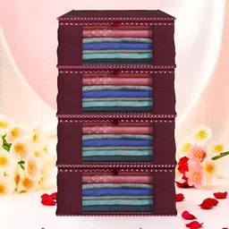 Aura Maroon Set of 4 Regular Multi-Utility Organisers-11