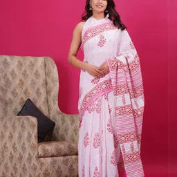 Vanedik Floral Pure Cotton Block Print Saree-46