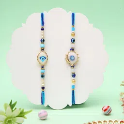 Myntra Elegant Homes Set Of 2 Evil Eye Rakhi With Greeting Card Gift Set-17
