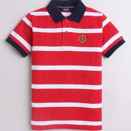 CELSIUS Kids Striped Polo Collar Applique T-shirt-image-80