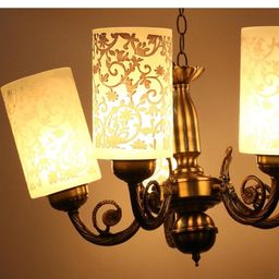 Somil Antique 5-Light Chandelier with Glass Shades, White Lighting Effect, Metal Fitting. LED Compatible. Dia: 42 X 42 X 100 Cm.-image-83