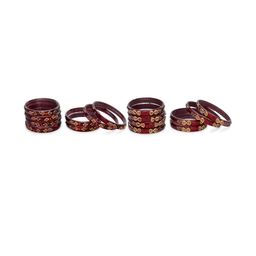 SOMIL Set Of 16 Maroon Alloy Artificial Stones & Beads Bangles-picture-14