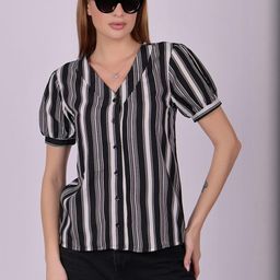 The Roadster Lifestyle Co. Women Vertical Striped V-Neck Top-picture-17