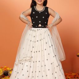 FASHION DREAM Girls Embellished Sequinned Ready to Wear Lehenga & Blouse With Dupatta-picture-1