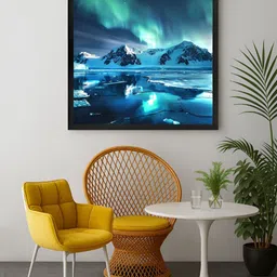 999Store Teal & Blue Icy Mountains Printed Canvas Wall Art-picture-38
