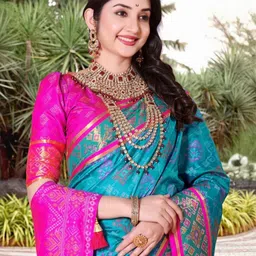 jayant creation Blue Silk Blend Patola Sarees-picture-3