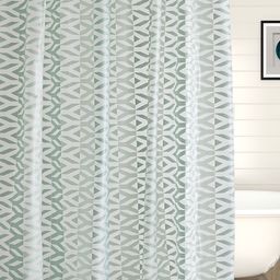 Home Centre Green & White Printed Water Repellent Shower Curtains-28