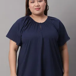 A AND K Women Plus Size Solid Cotton Top-31