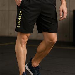 LEE BONEE Men Black Elasticated Casual Solid Running Sports Shorts-image-72