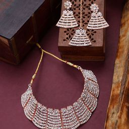 Anouk Rose Gold Plated American Diamond Studded Jewellery Set-image-58