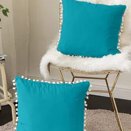 Cottonfry Sea Green & White 2 Pieces Velvet Square Cushion Covers-22