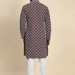 Pro-Ethic STYLE DEVELOPER Men Ethnic Motifs Printed Regular Sequinned Pure Cotton Kurta with Pyjamas image 4