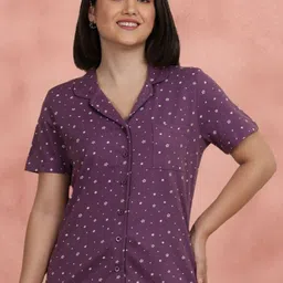 shyaway Women Star Printed Pure Cotton Night suit-image-45