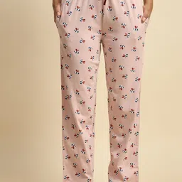 BLUWEEA Printed Mid-Rise Cotton Lounge Pants-image-33