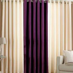 BELLA TRUE Cream & Purple 3 Pieces Eyelet Fitted Door Curtains-image-47
