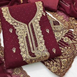 Blissta Embellished Unstitched Dress Material-image-31