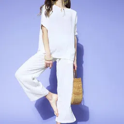 The Kaftan Company Keyhole Neck Satin Top With Pyjamas-image-12