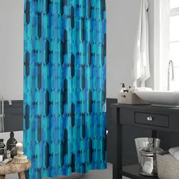ArtzFolio Blue & Black Printed Waterproof Shower Curtain-picture-26