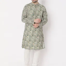 Ethnicity Men Floral Printed Thread Work Kurta-46