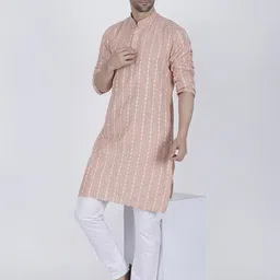 JASHNA Men Orange Kurtas-image-50