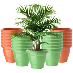 Kuber Industries 24-Pcs Orange-Colored & Green  Durable Planters-7