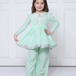 THE PONY & PEONY CO. Girls Gotta Patti Pure Cotton Anarkali Kurta with Salwar & Dupatta-image-52