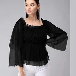 LIME N LEMON Off-Shoulder Net Bardot Top image 3