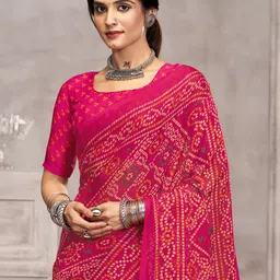 KALINI Pink Chiffon Printed Daily Wear Saree-58