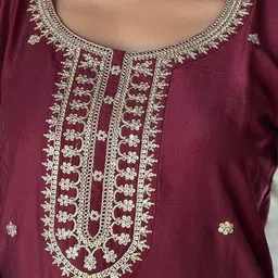 MOKOSH Women Sequinned Embroidered Regular Kurta with Trousers & Dupatta image 3