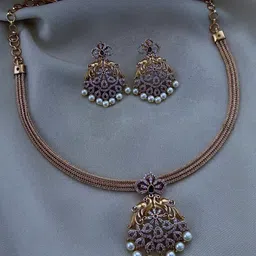 Rangrozo Jewellery Gold Plated Stones Studded Jewellery Set-46
