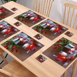 REVEXO 6Pc Red & Green Printed Rectangle Costers & Table Placemats image 5