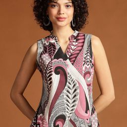 Anouk Women Abstract Printed Mandarin Collar Pure Cotton Kurti-20