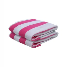 AAZEEM Pink & White 2 Pcs Striped Terry Cotton 150 GSM Bath Towel-image-20