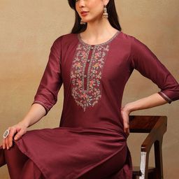 KALINI Women Embroidered Thread Work Kurta-12