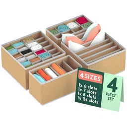Aura Beige 4 Pieces Foldable Multicompartment Organizer-4