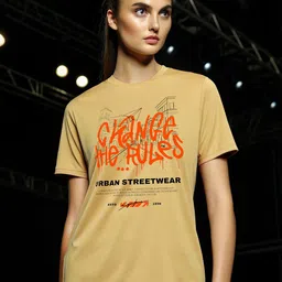 DressBerry Women Printed Bio Finish Raw Edge Slim Fit T-shirt-image-24